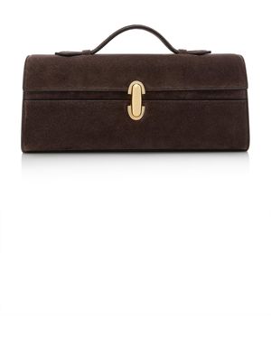 SAVETTE Slim Symmetry Suede Pochette - Brown