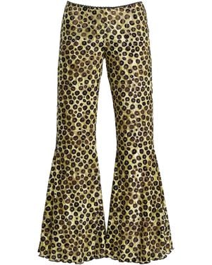 Siedres Jeslynn Cheetah Flared Trousers - Green