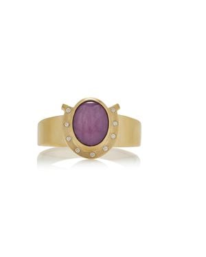 Annette Ferdinandsen Paloma Lone Star 18K Diamond And Star Ruby Ring - Pink