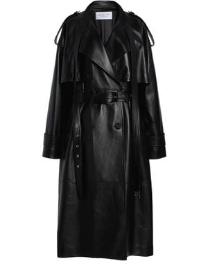 Michael Kors Scarf-Detailed Leather Trench Coat - Black