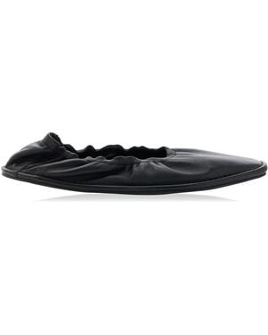 St. Agni Gathered Leather Ballet Flats - Black