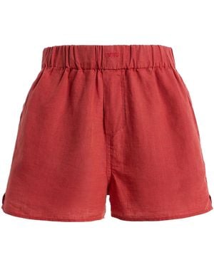 With Nothing Underneath Exclusive The Boxer Linen Shorts - Red