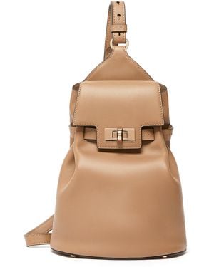 Max Mara Calfskin One-Shoulder Margaux Backpack - Natural