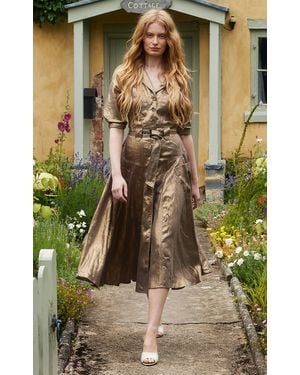 Lena Hoschek Olivia Metallic Midi Dress - Green