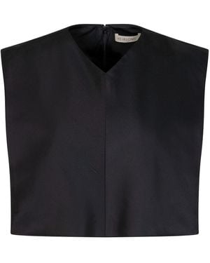Heirlome Gemma Cropped Silk Top - Black