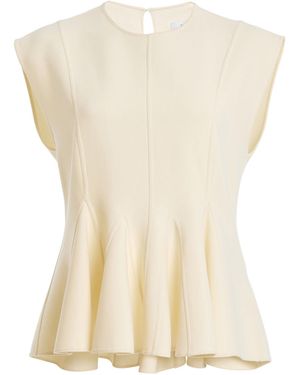Another Tomorrow Double Face Stretch-Wool Top - White