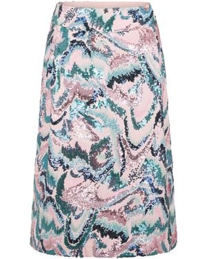 Rabanne Sequined Midi Skirt - Blue