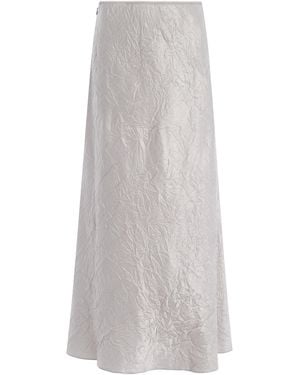Anna October Champaca Crinkled Satin Midi Skirt - White