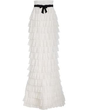Rasario Tiered Lace Maxi Skirt - White