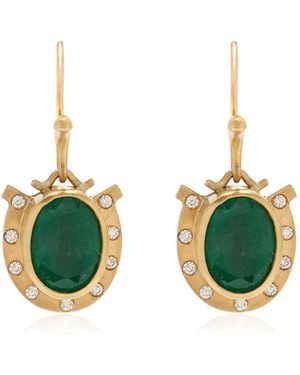 Annette Ferdinandsen Paloma 18k Gold, Diamond, Emerald Earrings - Green