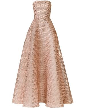 Naeem Khan Bustier Metallic Raffia Gown - Natural