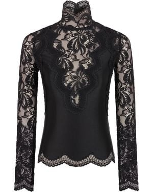 Rabanne Lace-paneled Satin Top - Black