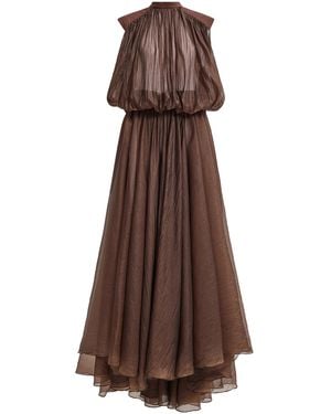 Aje. Marcella Sheer Maxi Dress - Brown