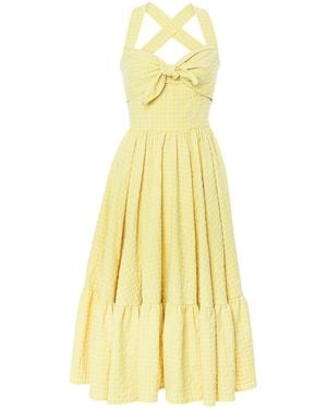 Lena Hoschek Vitamin D Plaid Tie-Detailed A-Line Midi Dress - Yellow