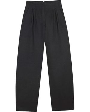 Cortana Kyo Linen-Wool Straight Leg Pants - Gray