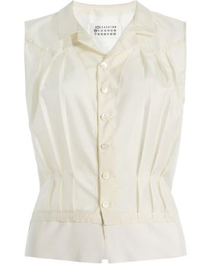 Maison Margiela Pleated Satin Top - White