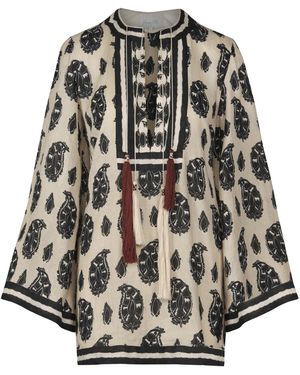 Johanna Ortiz Caretaker Of The Jungle Printed Linen Mini Dress - White