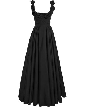 Giambattista Valli Rosette-Detailed Cotton Poplin Maxi Dress - Black