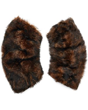 Saint Laurent Long Shearling Muffs - Brown