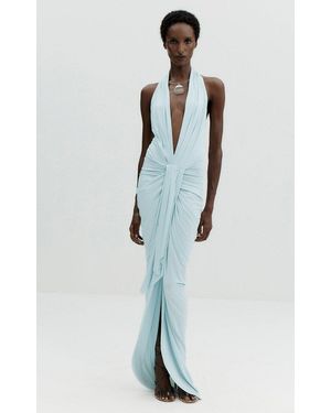 De La Vali Elaria Halter Neck Maxi Dress - Blue