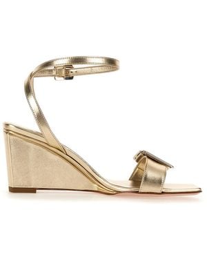 Roger Vivier Belle Vivier Leather Wedge Sandals - Metallic