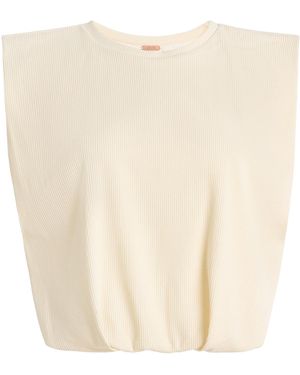 Johanna Ortiz Muraya Ribbed Jersey Cropped T-Shirt - Natural