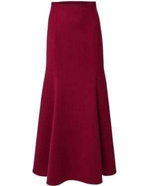 Carolina Herrera Mid-Rise Bi-Stretch Wool Tailoring Midi Skirt - Red