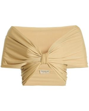 Arcina Ori Alessia Cropped Off-The-Shoulder Jersey Top - Natural