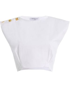 Franchise Tallulah Embellished Cotton Top - White