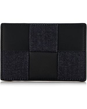 Bottega Veneta Cassette Leather And Denim Cardholder - Black