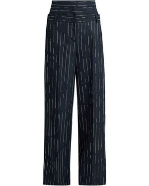 Erdem Striped Wool Tailoring Wide-Leg Pants - Blue
