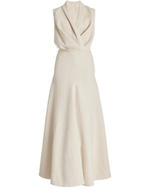 Brandon Maxwell The Emelie Wrapped Silk Crepe Maxi Dress - White