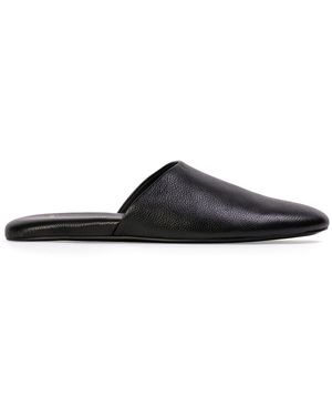Black Suede Studio Shiloh Leather Slippers - Black