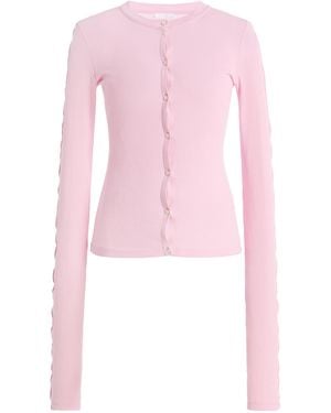 Birrot Line Cotton Cardigan - Pink