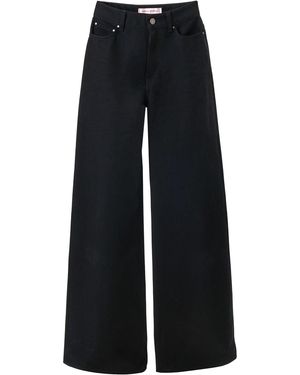 Carolina Herrera High-Rise Denim Wide-Leg Jeans - Black
