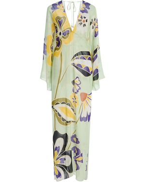 Cala De La Cruz Exclusive La Isla Aysha Georgette Maxi Kaftan - Metallic