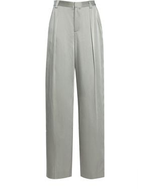 LAPOINTE Pleated Satin Relaxed Trousers - Grey