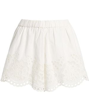 Sea Gardener Embroidered Cotton-Linen Mini Shorts - White