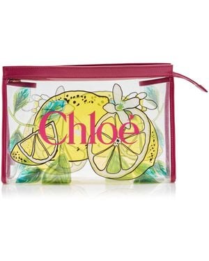 Chloé Soleil Pvc & Leather Pouch - White