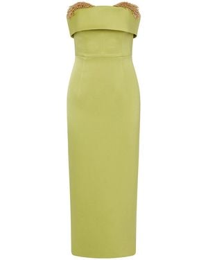 Rachel Gilbert Laira Beaded Satin Midi Dress - Green