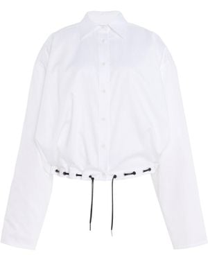 Brandon Maxwell The Leland Eyelet Satin-Poplin Shirt - White