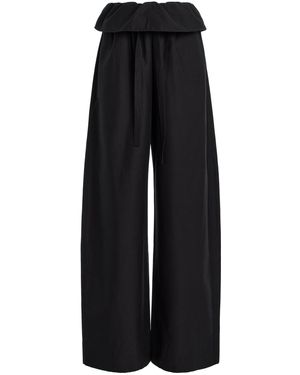 Matteau Exclusive Gathered-Waist Cotton-Silk Trousers - Black