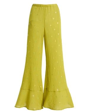 BOTEH Solene Sequined Wide-Leg Trousers - Yellow