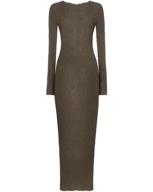 Leset Blake Ribbed-Knit Maxi Dress - Green