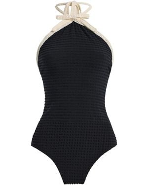 Sea Lenora Color-Blocked Jersey One-Piece Swimsuit - Black