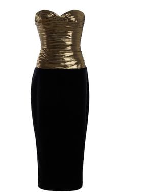 Sergio Hudson Pleated Lame And Stretch-velvet Midi Dress - Black