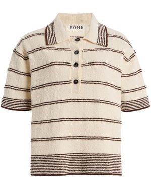 Rohe Striped Cotton-Blend Terry Cloth Polo Shirt - White