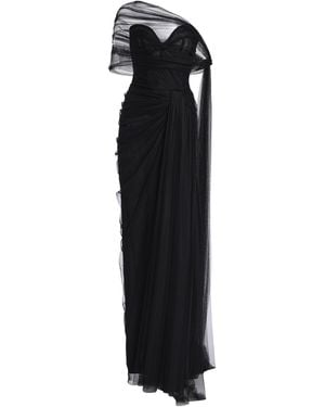 Monique Lhuillier Strapless Draped Gown With Detachable Wrap - Black