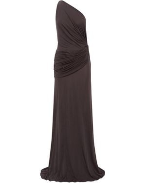 Alex Perry Asymmetric Sleeves Twisted Gown - Gray