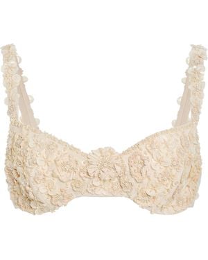 Alexis Remi Raffia-Detailed Woven Bra Top - Natural